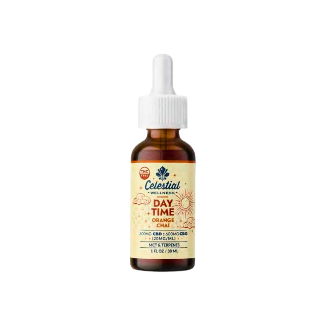 Celestial Wellness | Sublingual Tincture | Broad Spectrum | CBD + CBG | Day Time | 1200mg | Orange Chai